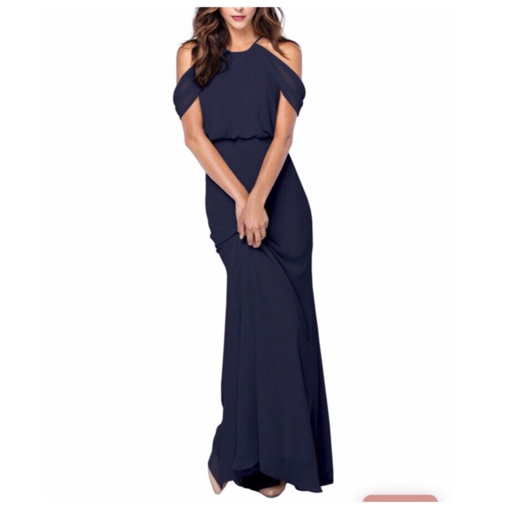 The Watters Deni 2510 indigo navy bridesmaid dress